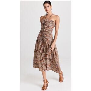 0155 Ulla Johnson Marcella Ruched Floral Print Dress 4